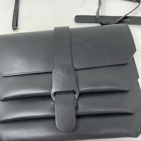 Senreve Black Leather Pebbled Convertible Belt Clutch Crossbody Bag - Picture 3 of 14